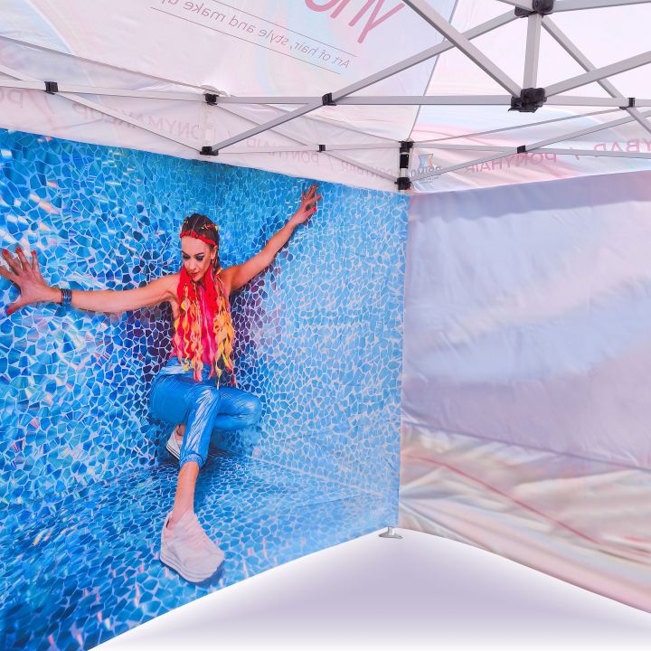 Сгъваема ножична шатра със странични стени за пазари