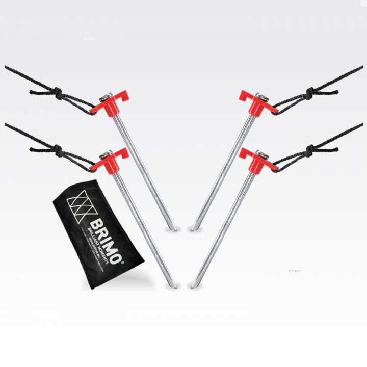 Комплект за закрепване за сгъваем парти шатър: 4 колчета с червени глави и въжета