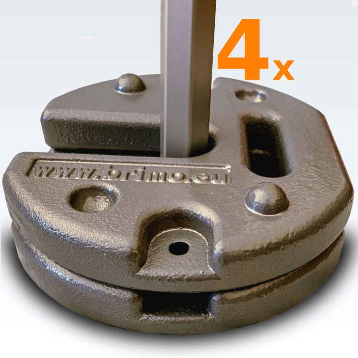 4 x Двойка кръгли сиви тежести за палатка, общо тегло 2 x 23 кг (снимката показва крак с 2 тежести)